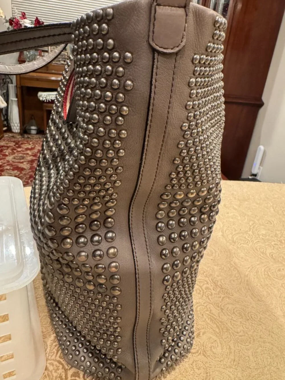 Bally Limited Release Macy Studded Leather Tote Grey Luxury - Picture 2 of 16